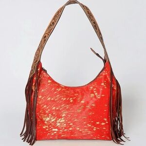 American Darling Red and Brown Hobo Bag